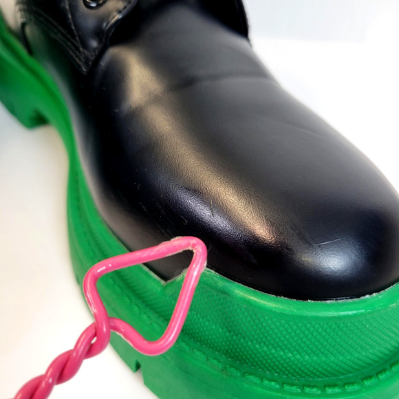 Liliana Combat Boots Womens Size 10 Black Green Lace Up Chunky Platform Grunge - Picture 12 of 16